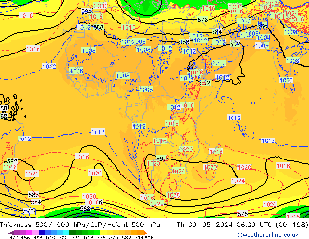 Thck 500-1000гПа ECMWF чт 09.05.2024 06 UTC