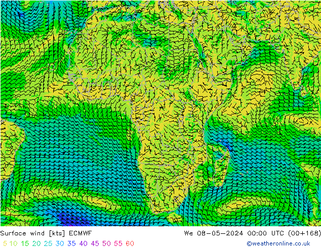 Rüzgar 10 m ECMWF Çar 08.05.2024 00 UTC