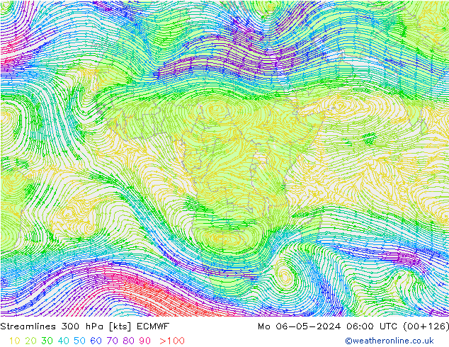 Streamlines 300 hPa ECMWF Mo 06.05.2024 06 UTC