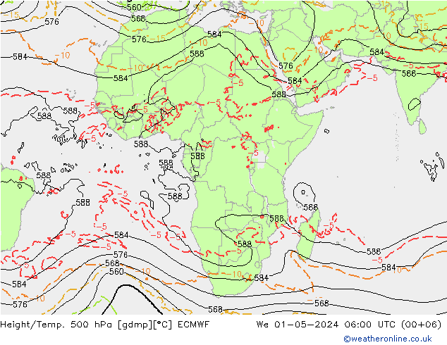 Z500/Rain (+SLP)/Z850 ECMWF St 01.05.2024 06 UTC