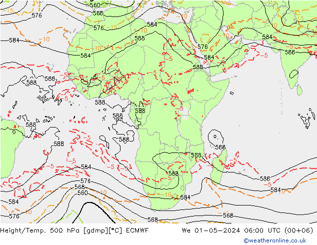 Z500/Rain (+SLP)/Z850 ECMWF We 01.05.2024 06 UTC