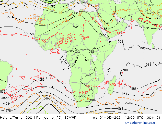 Z500/Regen(+SLP)/Z850 ECMWF wo 01.05.2024 12 UTC