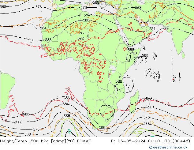 Z500/Rain (+SLP)/Z850 ECMWF Sex 03.05.2024 00 UTC