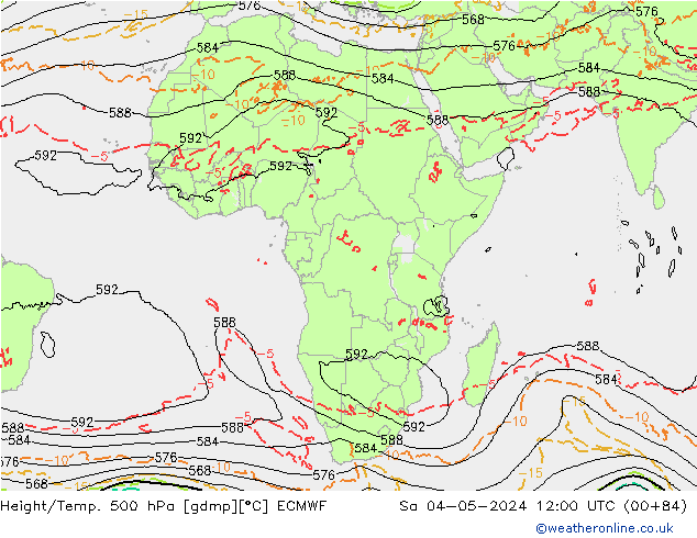 Z500/Rain (+SLP)/Z850 ECMWF Sa 04.05.2024 12 UTC