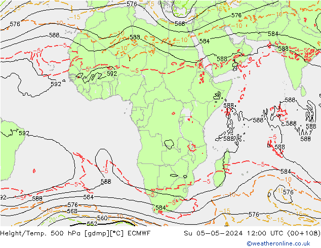 Z500/Rain (+SLP)/Z850 ECMWF dim 05.05.2024 12 UTC