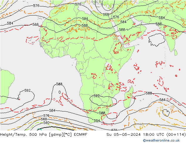 Z500/Rain (+SLP)/Z850 ECMWF Su 05.05.2024 18 UTC