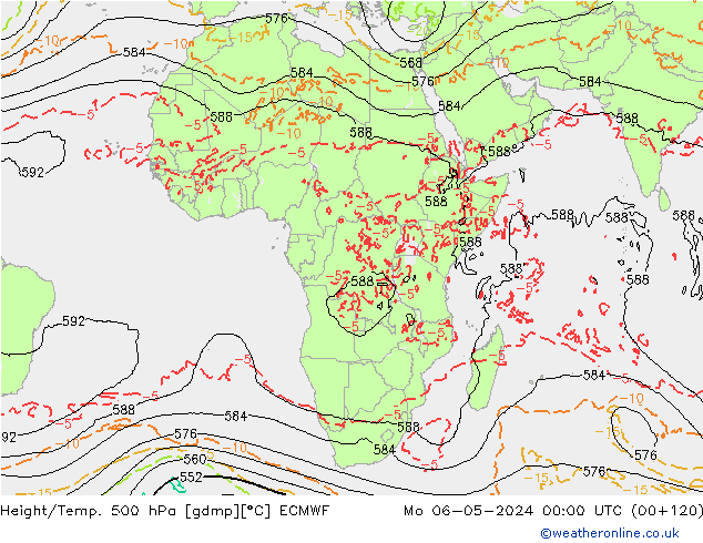 Z500/Yağmur (+YB)/Z850 ECMWF Pzt 06.05.2024 00 UTC