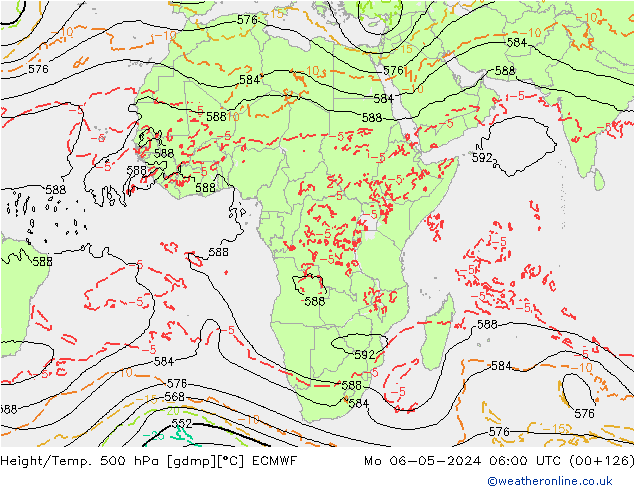 Z500/Rain (+SLP)/Z850 ECMWF pon. 06.05.2024 06 UTC