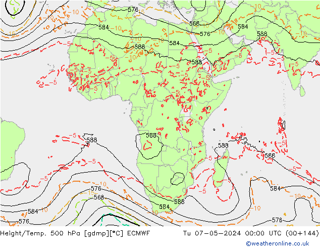 Z500/Rain (+SLP)/Z850 ECMWF wto. 07.05.2024 00 UTC