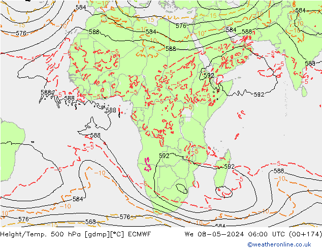 Z500/Yağmur (+YB)/Z850 ECMWF Çar 08.05.2024 06 UTC