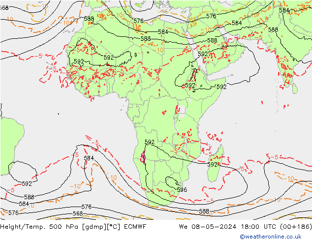 Z500/Rain (+SLP)/Z850 ECMWF We 08.05.2024 18 UTC