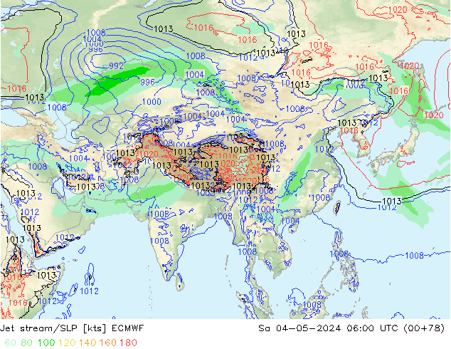 Jet stream/SLP ECMWF Sa 04.05.2024 06 UTC