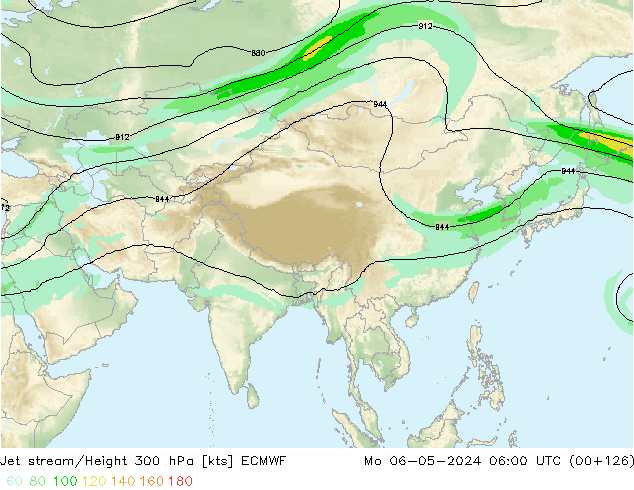 Jet stream/Height 300 hPa ECMWF Mo 06.05.2024 06 UTC