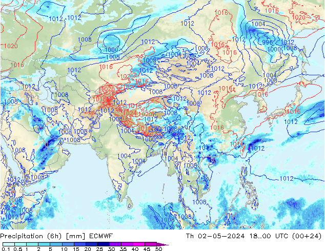 Z500/Rain (+SLP)/Z850 ECMWF czw. 02.05.2024 00 UTC