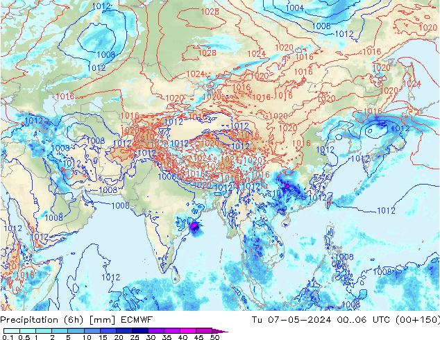 Z500/Rain (+SLP)/Z850 ECMWF Tu 07.05.2024 06 UTC