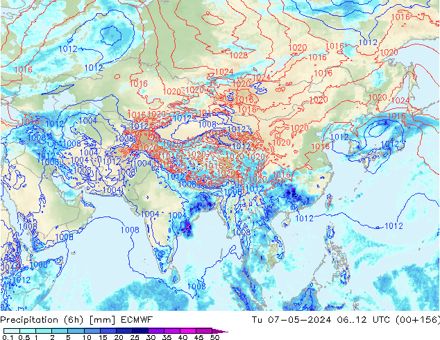 Z500/Rain (+SLP)/Z850 ECMWF Tu 07.05.2024 12 UTC