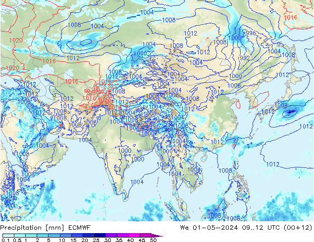 Precipitazione ECMWF mer 01.05.2024 12 UTC