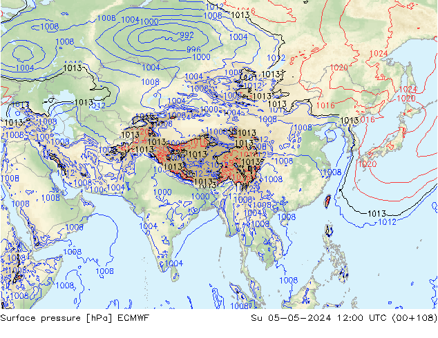 Yer basıncı ECMWF Paz 05.05.2024 12 UTC