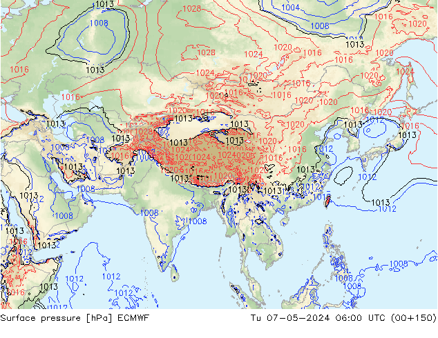 ciśnienie ECMWF wto. 07.05.2024 06 UTC