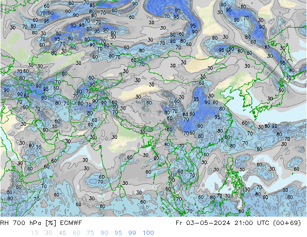 RH 700 hPa ECMWF Fr 03.05.2024 21 UTC