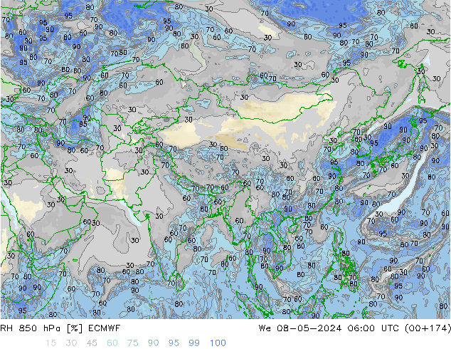 RH 850 hPa ECMWF We 08.05.2024 06 UTC