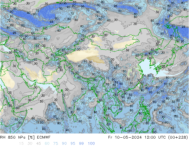 RH 850 hPa ECMWF Fr 10.05.2024 12 UTC