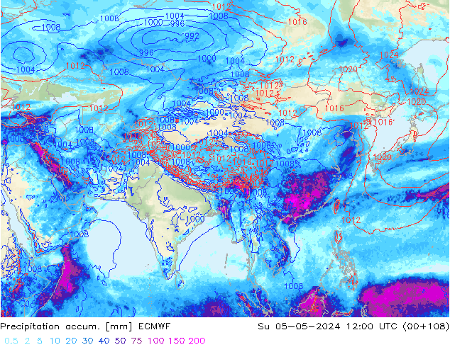 Toplam Yağış ECMWF Paz 05.05.2024 12 UTC