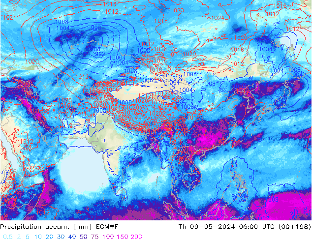 Precipitation accum. ECMWF Th 09.05.2024 06 UTC