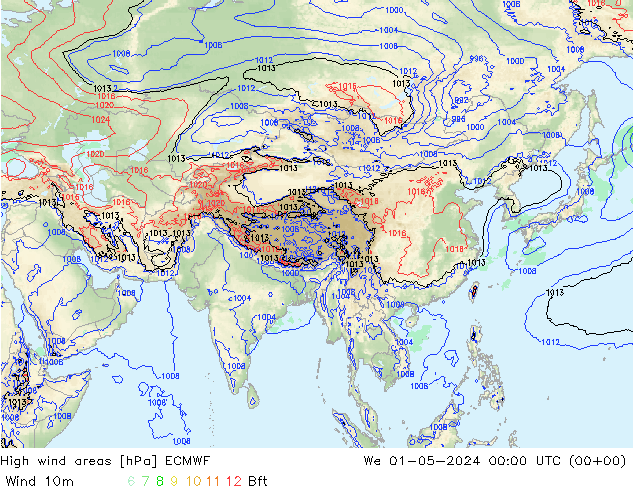 High wind areas ECMWF St 01.05.2024 00 UTC