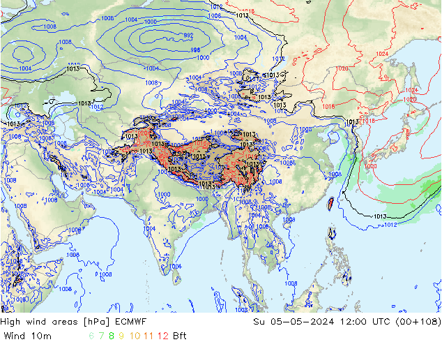 High wind areas ECMWF Ne 05.05.2024 12 UTC