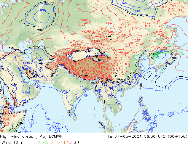 Izotacha ECMWF wto. 07.05.2024 06 UTC