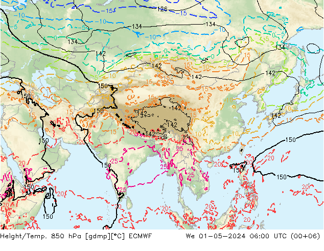 Z500/Rain (+SLP)/Z850 ECMWF mié 01.05.2024 06 UTC