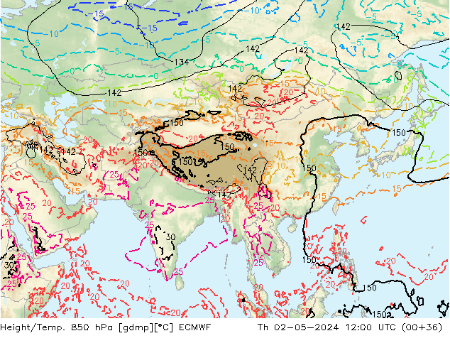 Z500/Rain (+SLP)/Z850 ECMWF jeu 02.05.2024 12 UTC