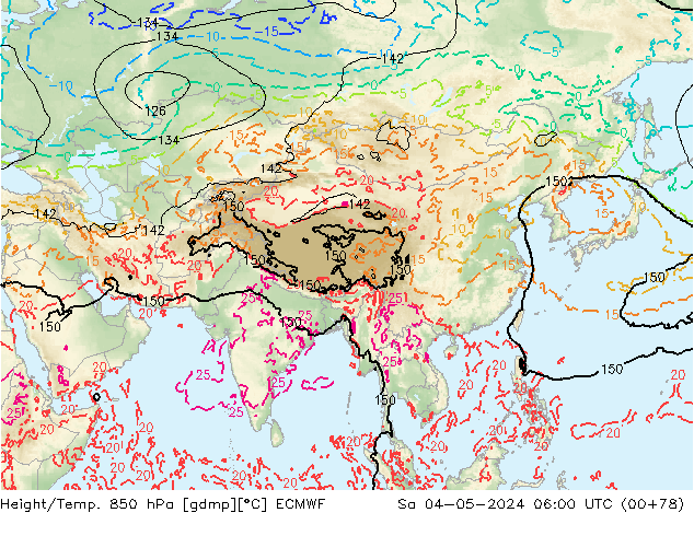 Z500/Yağmur (+YB)/Z850 ECMWF Cts 04.05.2024 06 UTC