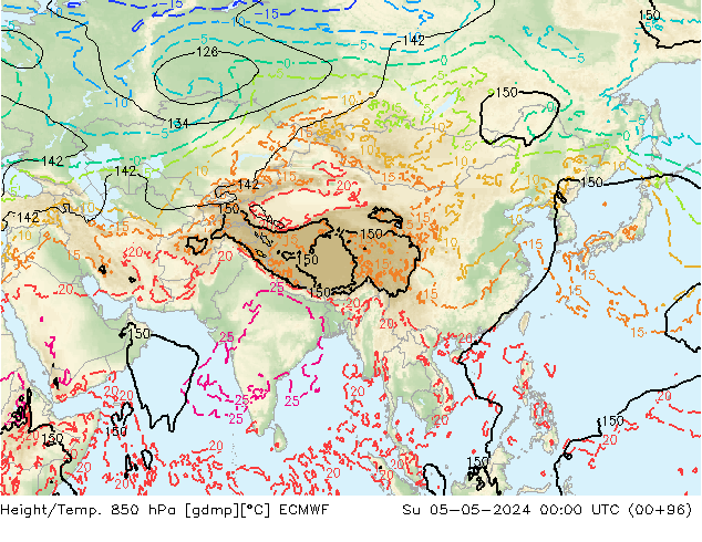 Height/Temp. 850 hPa ECMWF  05.05.2024 00 UTC