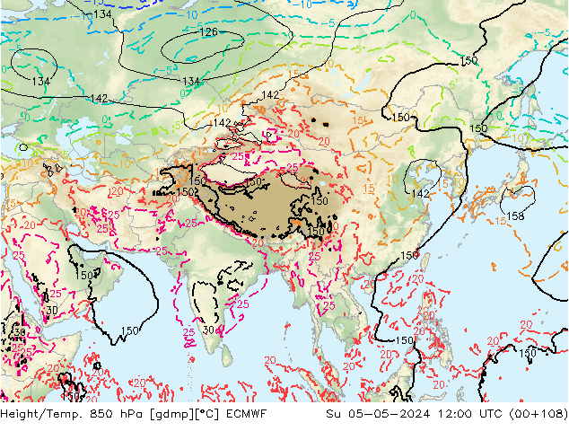 Z500/Rain (+SLP)/Z850 ECMWF Su 05.05.2024 12 UTC