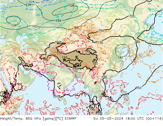 Z500/Rain (+SLP)/Z850 ECMWF Dom 05.05.2024 18 UTC