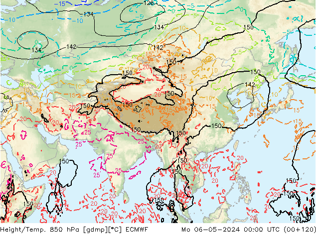 Z500/Yağmur (+YB)/Z850 ECMWF Pzt 06.05.2024 00 UTC