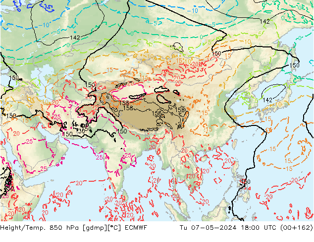 Z500/Rain (+SLP)/Z850 ECMWF вт 07.05.2024 18 UTC