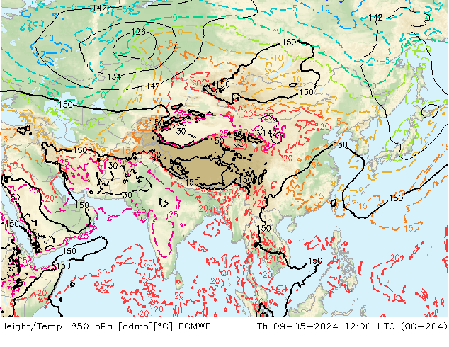 Z500/Regen(+SLP)/Z850 ECMWF do 09.05.2024 12 UTC