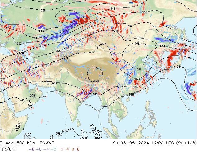 T-Adv. 500 hPa ECMWF Su 05.05.2024 12 UTC