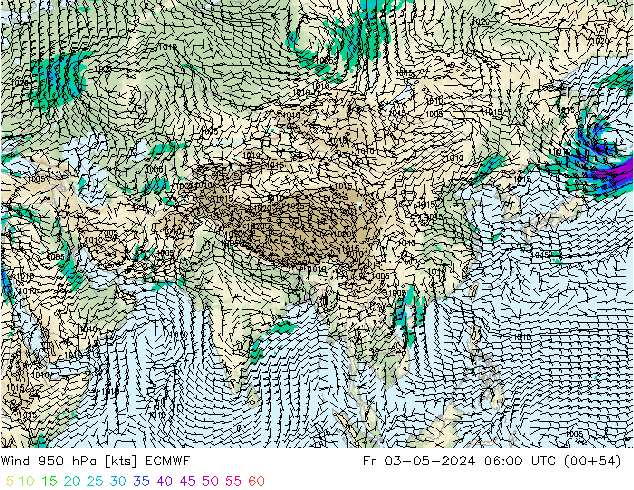 ветер 950 гПа ECMWF пт 03.05.2024 06 UTC