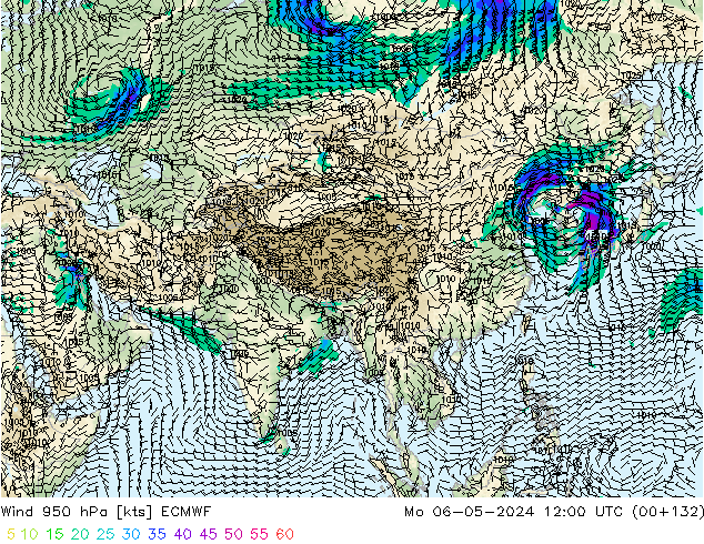 Wind 950 hPa ECMWF Po 06.05.2024 12 UTC