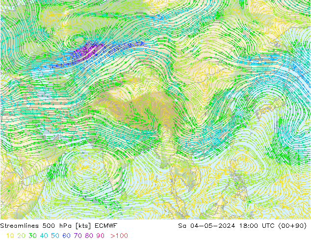 Streamlines 500 hPa ECMWF So 04.05.2024 18 UTC