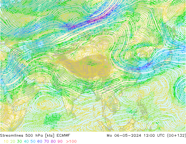 Stroomlijn 500 hPa ECMWF ma 06.05.2024 12 UTC