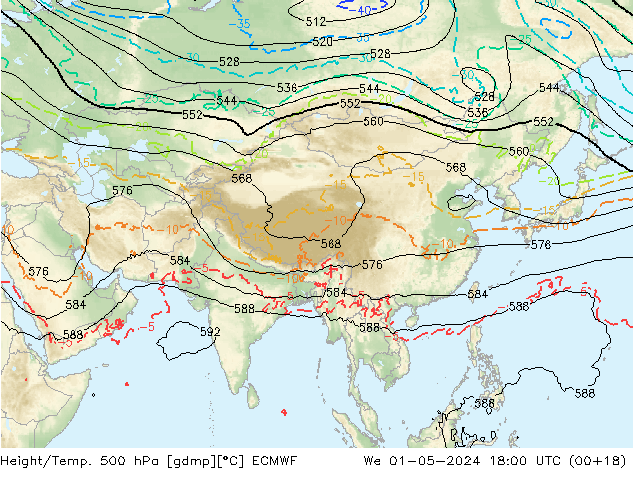 Z500/Rain (+SLP)/Z850 ECMWF Qua 01.05.2024 18 UTC