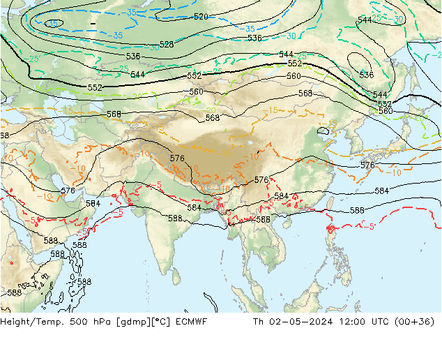 Z500/Rain (+SLP)/Z850 ECMWF jeu 02.05.2024 12 UTC