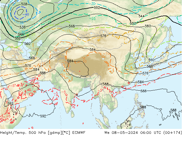 Z500/Rain (+SLP)/Z850 ECMWF We 08.05.2024 06 UTC