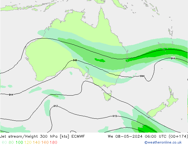 Straalstroom ECMWF wo 08.05.2024 06 UTC