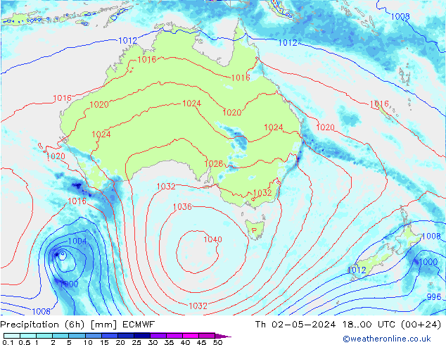 Z500/Rain (+SLP)/Z850 ECMWF Čt 02.05.2024 00 UTC